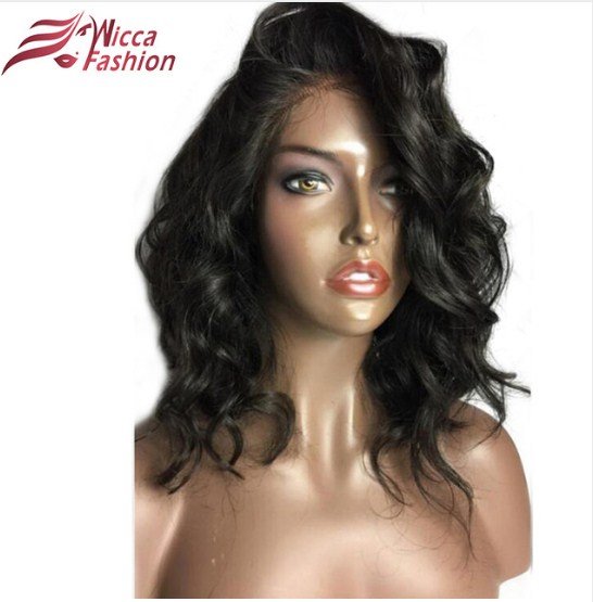 Beauty Human Hair Non Remy Natural Color Lace Front Wigs 130% Density Bob Wig With Baby Hair Size 16
