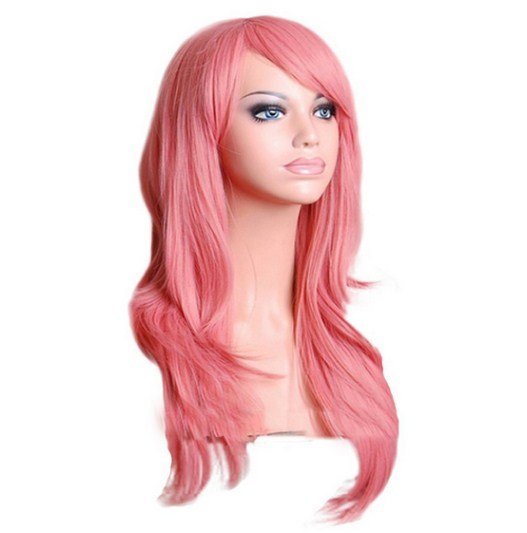 Wavy Cosplay Wig  Puprle Pink Black Blue Sliver Gray Blonde Brown 70 Cm Synthetic Hair Wigs