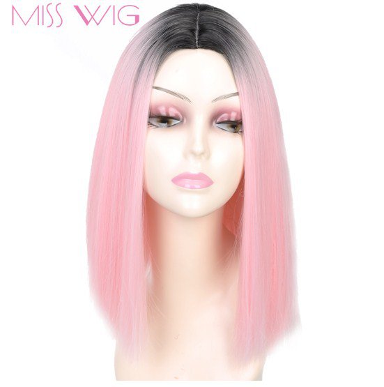 Pink Black Blue Gray Wig Long Straight Short Hair Wigs for Black Women Synthetic Wigs