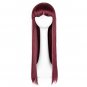 Heat-proof Long Straight Black Hair Wig Costume Cos-play Salon Party Women Flat Bangs