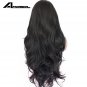 Glueless Wigs Swiss Wavy Long Hair Fiber High Temperature 1 # Black Synthetic Lace Front Wig Size 18