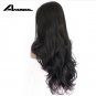 Glueless Wigs Swiss Wavy Long Hair Fiber High Temperature 1 # Black Synthetic Lace Front Wig Size 26