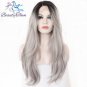 Lace Handmade Black Ombre Gray Party Perruque Hair Heat-resistant Synthetic Lace Front Wig SIze 22