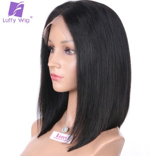 Pre Plucked Bob Human Hair Lace Front Wigs with Baby Hair Straight Short Hair No Deep Remy Size 10