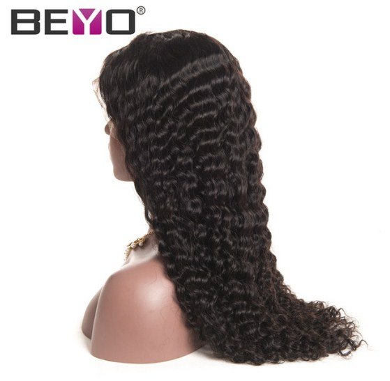 Lace Front Wigs For Black Women Human Hair Pre ripped Malaysian Deep Wave With Baby Hair Size 24