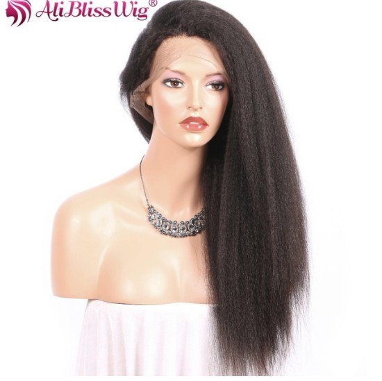 Lace Frontal Wig Italian Yaki Straight Curly Brazilian Remy Human Hair Wigs Size 16