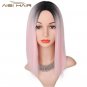 Wig Ombre Pink Wig Straight Synthetic Wigs Short Black Hair for Women High Temperature Fiber