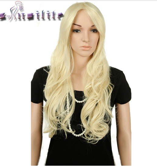 Long Wavy Cosplay Pink Black Blue Sliver Gray Blonde Brown Synthetic Hair Wigs