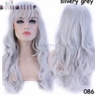 Long Wavy Cosplay Pink Black Blue Sliver Gray Blonde Brown Synthetic Hair Wigs