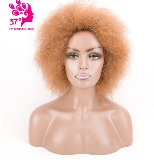 Black African American Curly Synthetic Straight Short Curly Hair Wig Kanekalon Wigs For Women