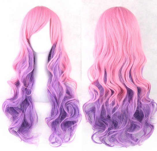 Women Wavy Fiber Wig High Temperature Synthetic Wig Long Ombre Hair Cosplay Wigs