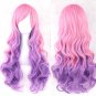 Women Wavy Fiber Wig High Temperature Synthetic Wig Long Ombre Hair Cosplay Wigs