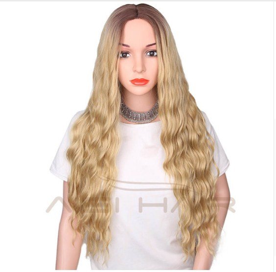 Synthetic Wig Blonde Brown Red Black Heat Resistant Hair Water Wave Wigs for Black Women