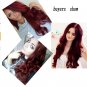 Long Wave Natural Synthetic Hair Cosplay and Party Wigs for Women Red Color