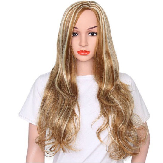 Long Wave Natural Synthetic Hair Cosplay and Party Wigs for Women