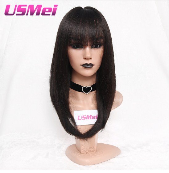 Long Straight Silky Ombre Black Brown Blonde Synthetic Wigs for Women Two-Tone Natural Hair Wigs