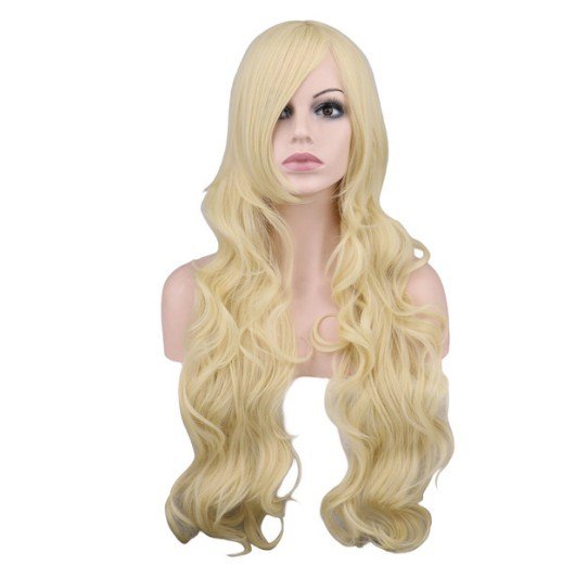 Long Wavy Cosplay Black Violet White Red Pink Blue Orange Gray Sliver 80 Cm Synthetic Hair Wigs