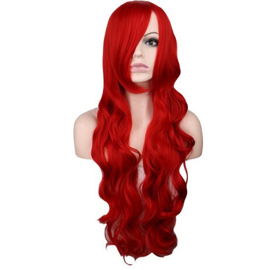 Long Wavy Cosplay Black Violet White Red Pink Blue Orange Gray Sliver 80 Cm Synthetic Hair Wigs