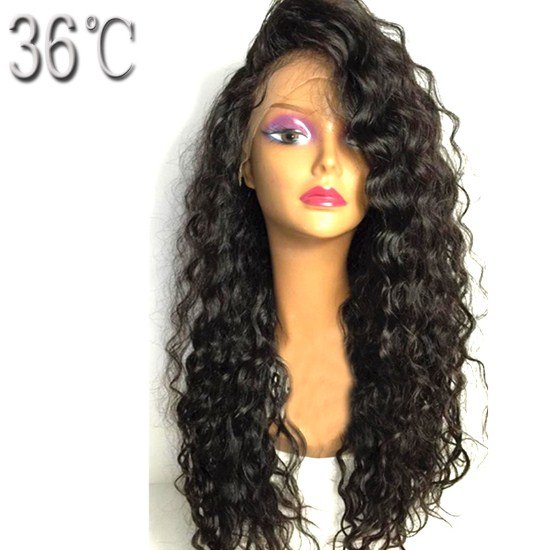 Curly Lace Front Human Hair Wig Brazilian Remy Hair Color Natural Wig For Black Women Size 28