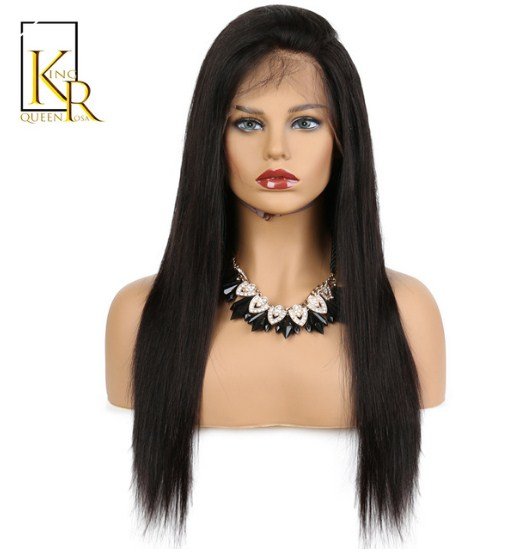 Lace Front Human Hair Wigs For Black Women Brazilian Remy Black Hair and Smooth  Size 24