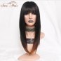 Straight Synthetic Wigs For African American Women Black Long Mixed Brown Two Tone Wigs With Bangs