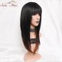 Straight Synthetic Wigs For African American Women Black Long Mixed Brown Two Tone Wigs With Bangs