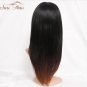 Straight Synthetic Wigs For African American Women Black Long Mixed Brown Two Tone Wigs With Bangs