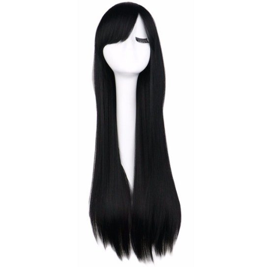 Straight Long Wig Cosplay Black Purple Pink Blue Sliver Gray Blonde  80 Cm Synthetic Hair Wigs