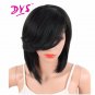 Straight Short Synthetic Hairstyle Bob Wigs With Bangs For Women Black Brazilian Natural Hair Heat