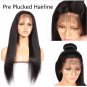 Straight Silky Lace Front Wig With Baby Hair Glueless Brazilian Human Hair 360 Wigs Size 12