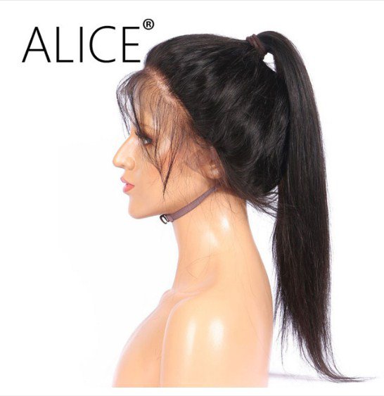 Straight Silky Lace Front Wig With Baby Hair Glueless Brazilian Human Hair 360 Wigs Size 16