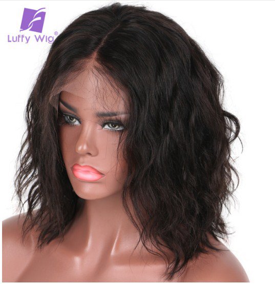 Lace Front Wigs Indian Wave Natural Natural Color Human Hair Non-remy Pre Plucked Bleached Size 12