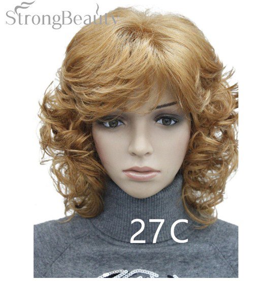 Strong Beauty Medium Blonde Short Curly Synthetic Hair Wigs for Women  Many Colors