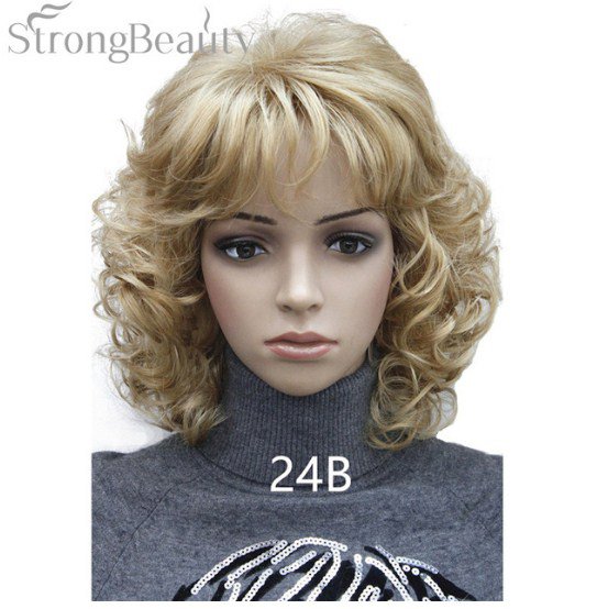 Strong Beauty Medium Blonde Short Curly Synthetic Hair Wigs for Women  Many Colors