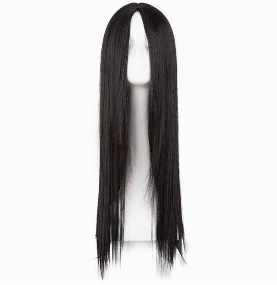 Black Wig Fei-Show Heat Resistant Synthetic Long Straight Middle Part Hair Line Cosplay
