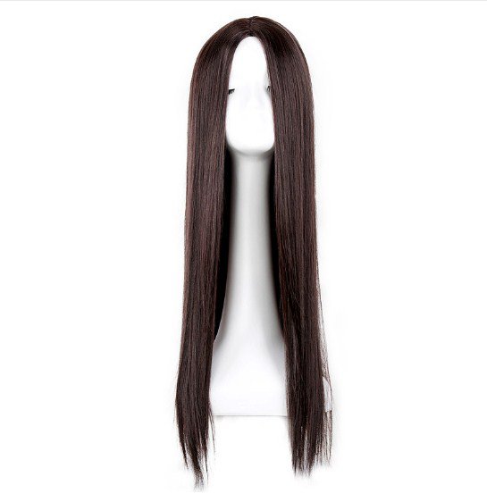 Black Wig Fei-Show Heat Resistant Synthetic Long Straight Middle Part Hair Line Cosplay