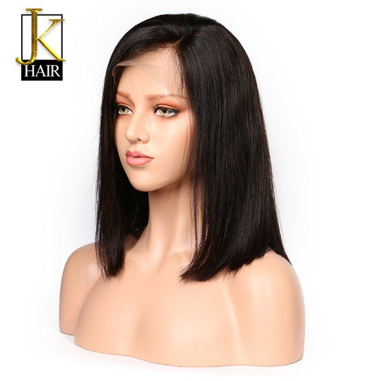 Short Bob Human Hair Wigs For Black Women Brazilian Remy Lace JK Front Wigs 150% Human Hair  Size 12