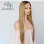 High Temperature Straight Hair Fiber Glueless Lace Front Wig Synthetic For Women Size 28
