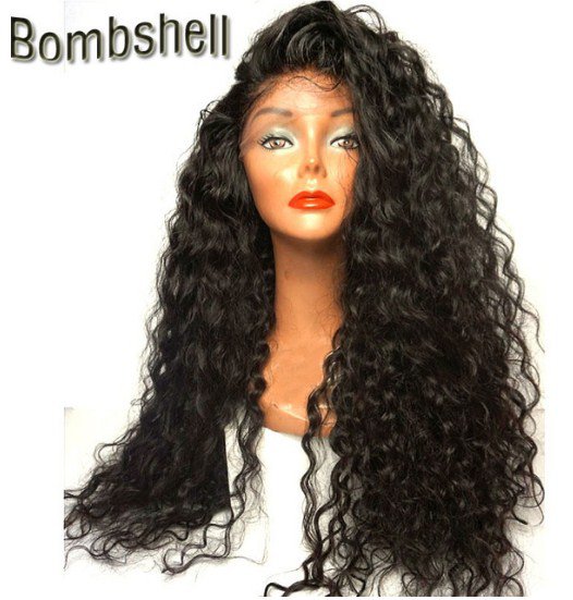 Black Long Loose And Curly Front Synthetic Lace Heat Resistant Fiber Wig For Women Size 16