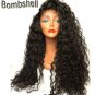 Black Long Loose And Curly Front Synthetic Lace Heat Resistant Fiber Wig For Women Size 16