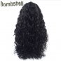 Black Long Loose And Curly Front Synthetic Lace Heat Resistant Fiber Wig For Women Size 24