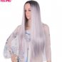 Synthetic Hair Kanekalon Wig 60cm 280g Long Full Head Straight Wigs for Women Black Gray Hair