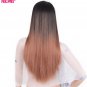 Synthetic Hair Kanekalon Wig 60cm 280g Long Full Head Straight Wigs for Women Black Gray Hair