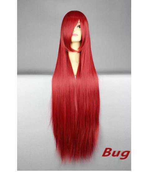 100 cm Long Straight Synthetic Hair Heat Resistant Red Pink Cosplay Wigs