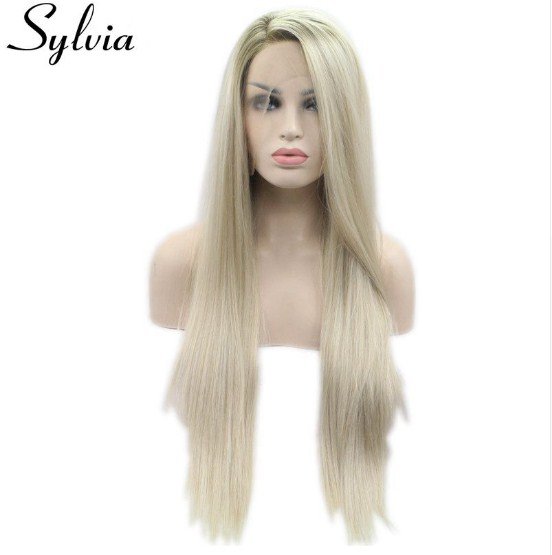 Synthetic Lace Front Wig Heat Resistant For Women Side Part Long And Silky Straight Lace Wig Size 20