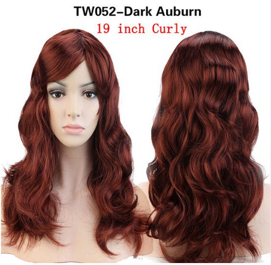 Curly Cosplay Wig Heat Proof Natural Real Full Head Synthetic Hair Wigs Natural Color