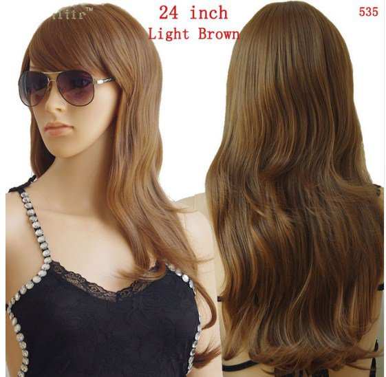 Curly Cosplay Wig Heat Proof Natural Real Full Head Synthetic Hair Wigs Natural Color