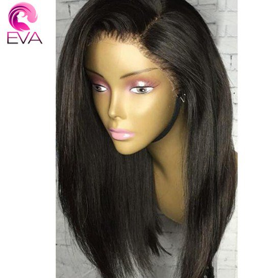 Lace Human Hair Wigs Pre Plucked Hairline With Straight Baby Hair Size 16