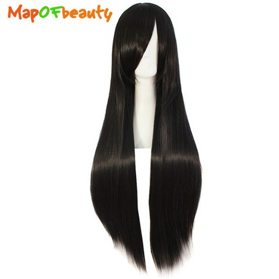 Long Cosplay Wig 32 "Straight Synthetic Hair 17 Color Orange Black Red Wig Heat Resistant Blonde Wig