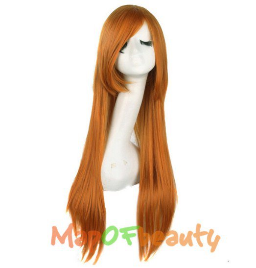 Long Cosplay Wig 32 "Straight Synthetic Hair 17 Color Orange Black Red Wig Heat Resistant Blonde Wig